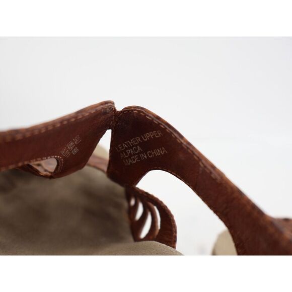 Earthies Women's Bali Sandal Size 8 Wedge Slingback Brown Croc Leather Comfy - Picture 12 of 13